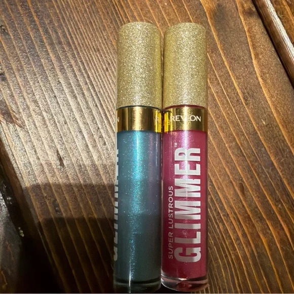 Revlon Glimmer Lip Gloss Duo Pink 008 rose glow and blue 010 indigo ice - Picture 3 of 3